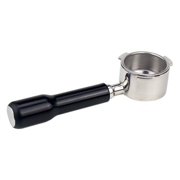 51mm bottomless handle, 3 ears, comes with a stainless steel filter basket and wooden handle