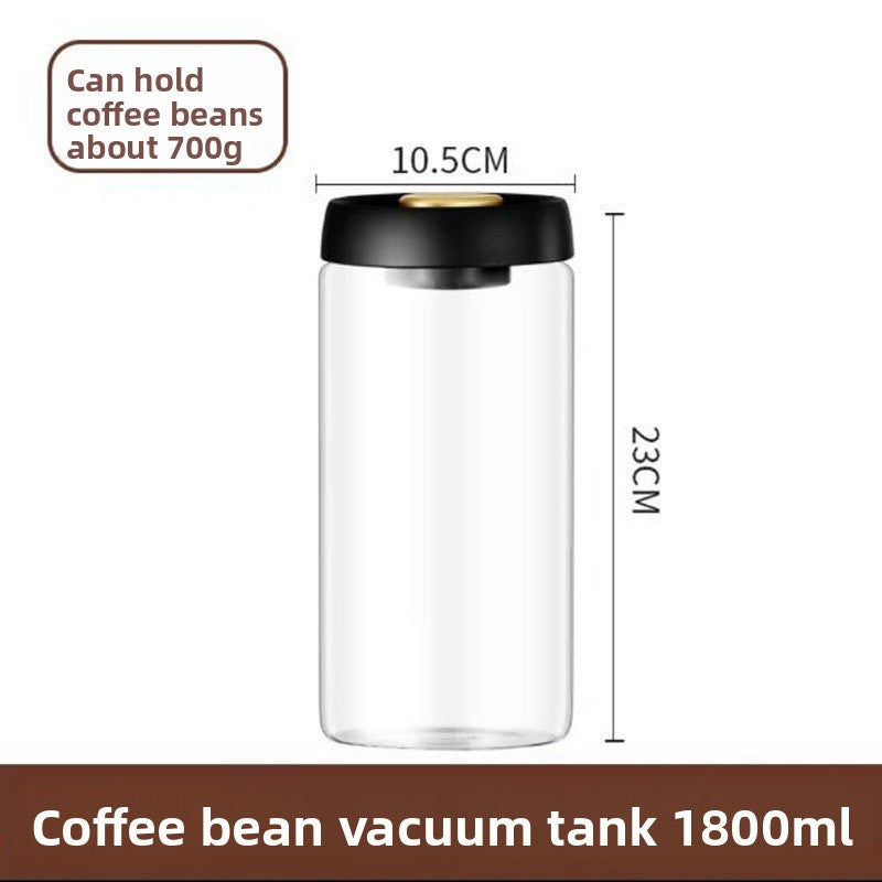 Coffee Beans Vacuum Sealed Tank Transparent Glass Food Storage Jars Household Moisture-proof Air Extraction Airtight Container