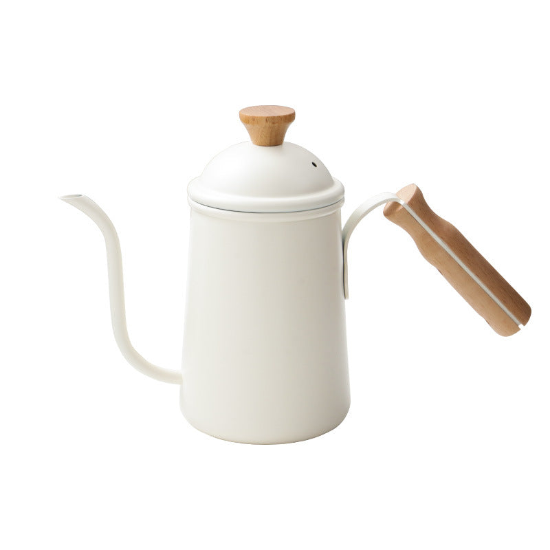 Stainless Steel Coffee Kettle with Wooden Handle Creative Drip Coffee Maker Design Long Narrow Spout for Precise Pouring