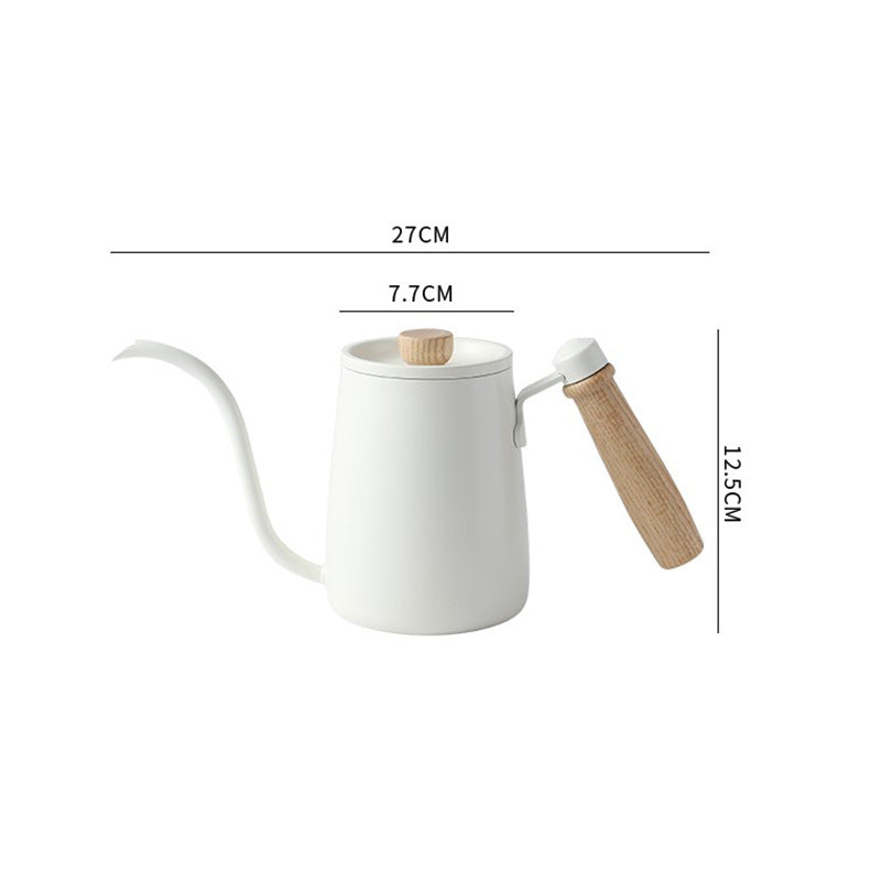 600ml Coffee Pot Wood 304 Stainless Steel Coffee Hand Pot Drip Coffee Maker With Wooden Handle For Brewing Coffee