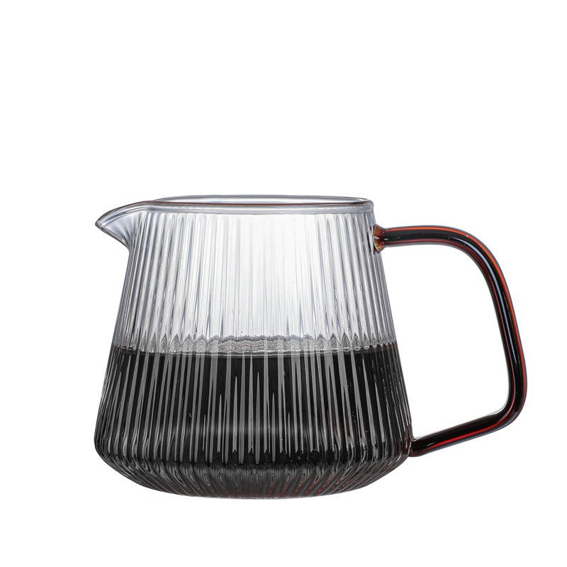 Glass Coffee Server For Pour Over Coffee & Tea Vertical Striped Microwave Safe & Heatproof Glass Body (350ml & 500ml)