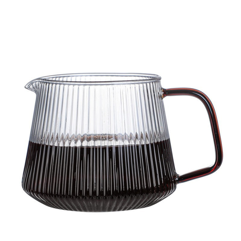 Glass Coffee Server For Pour Over Coffee & Tea Vertical Striped Microwave Safe & Heatproof Glass Body (350ml & 500ml)