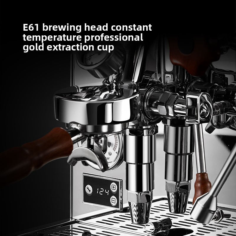 Automatic Espresso Coffee Machine, E61 Brewing head Brew Strength Settings and 2LWater storage boiler Custom pre-soak time for Coffee Shop, School, Office Building 