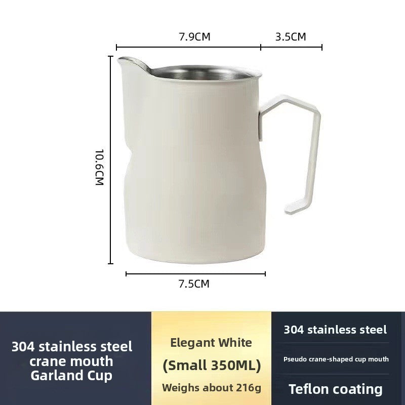 304Stainless Steel Pitcher Thick Frothing Pitcher with Scale White Teflon Hit Milk Frothing Cup Fancy