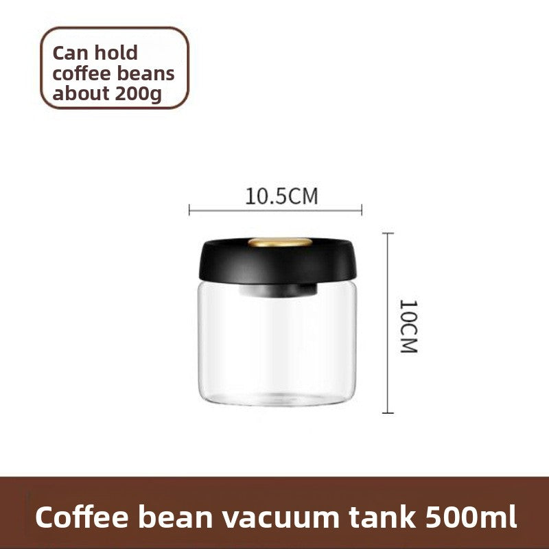 Coffee Beans Vacuum Sealed Tank Transparent Glass Food Storage Jars Household Moisture-proof Air Extraction Airtight Container