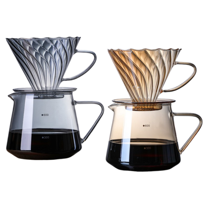 Coffee filter cup glass filter cup fashion set coffee pot set heat-resistant glass manual filter cup flower filter cup