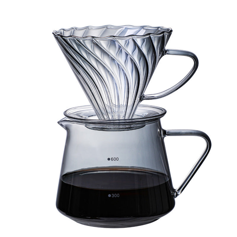 Coffee filter cup glass filter cup fashion set coffee pot set heat-resistant glass manual filter cup flower filter cup