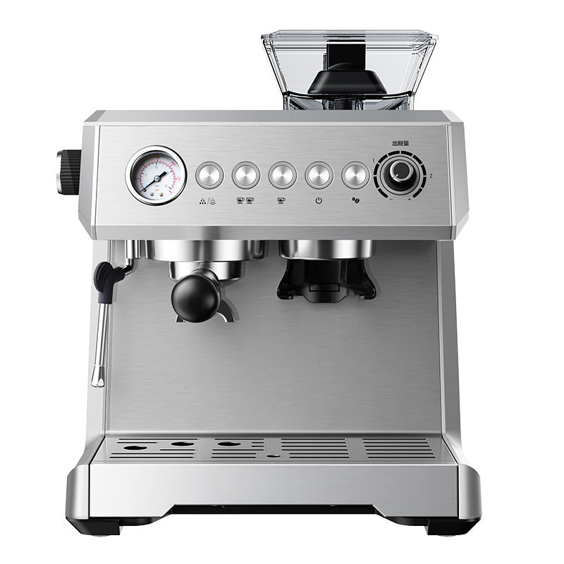 Espresso Coffee Maker with Adjustable Coffee Beans 7 ways to grind | 1 and 2 whisk system | Variable Bar | Lance with steam for whisking milk | Espresso