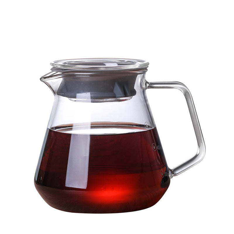 Hand brewed coffee sharing pot, household high borosilicate heat-resistant explosion-proof glass drip filter sharing pot, hand brewed pot