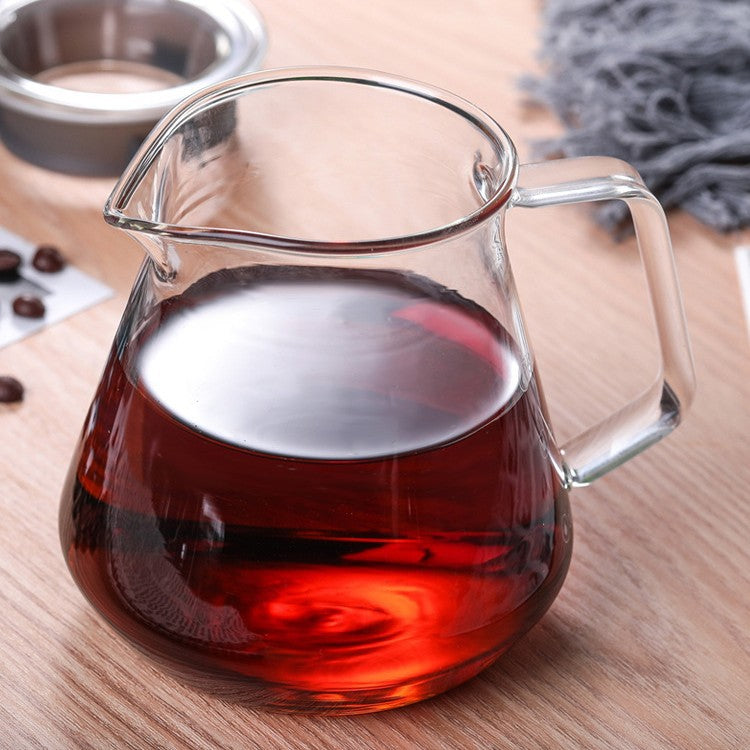 Hand brewed coffee sharing pot, household high borosilicate heat-resistant explosion-proof glass drip filter sharing pot, hand brewed pot