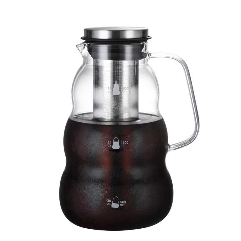 1000/2000ml Glass Cold Brew Coffee Maker Pot Removable Stainless Steel Filter Drip Brewing Coffee Pot Perfect Gift Home Use