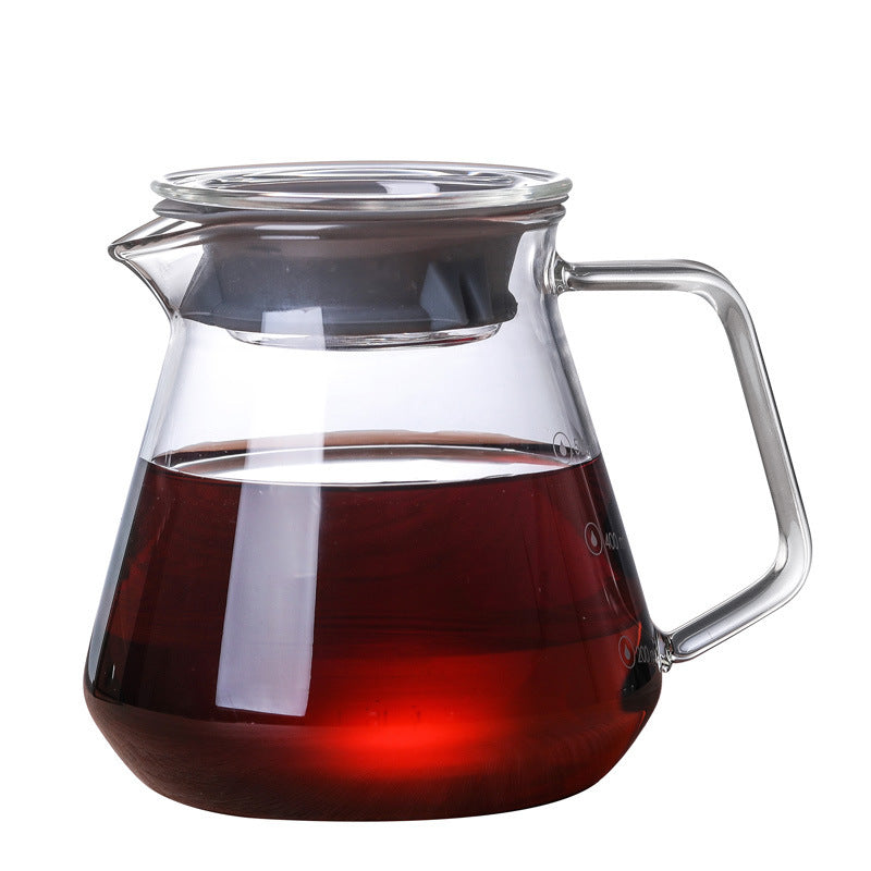 Hand brewed coffee sharing pot, household high borosilicate heat-resistant explosion-proof glass drip filter sharing pot, hand brewed pot