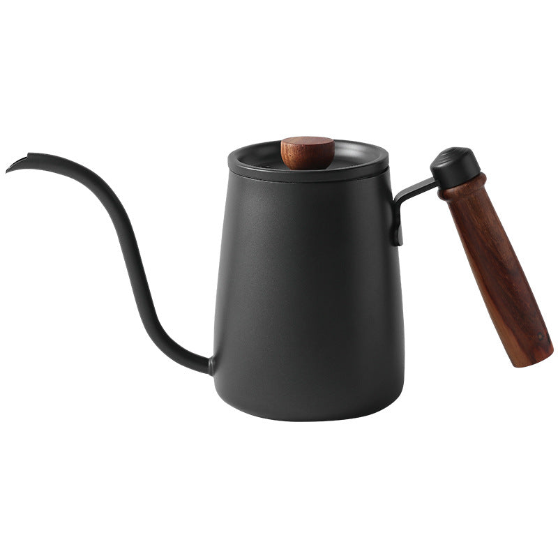 600ml Coffee Pot Wood 304 Stainless Steel Coffee Hand Pot Drip Coffee Maker With Wooden Handle For Brewing Coffee