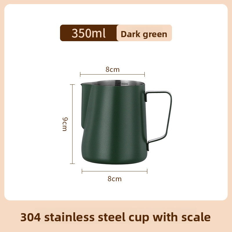 304Stainless Steel Pitcher Thick Frothing Pitcher with Scale White Teflon Hit Milk Frothing Cup Fancy