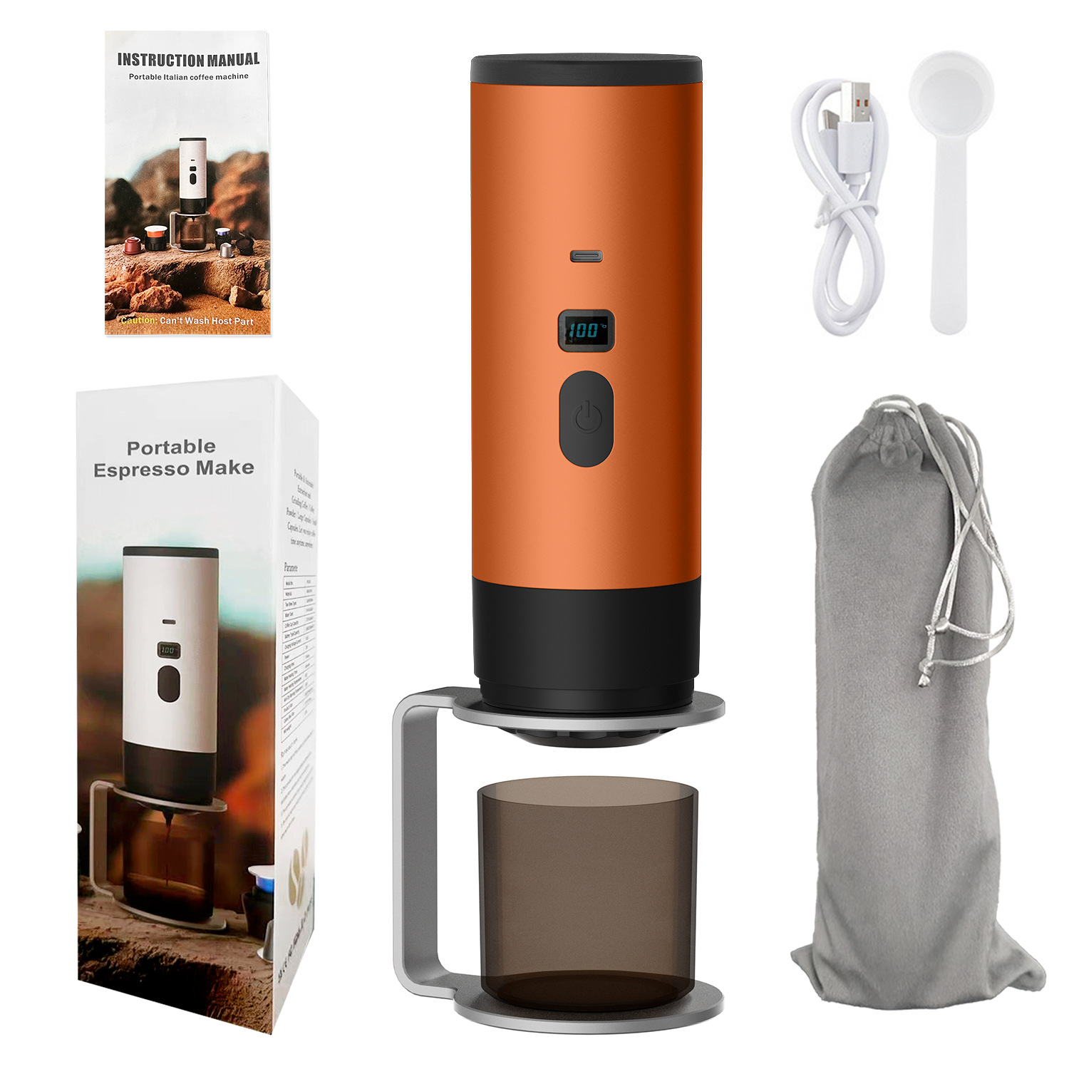 Wireless Electric Portable Espresso Coffee Machine for Car & Home Camping Coffee Maker 3-in-1 Capsule Powder Travel Coffee Maker