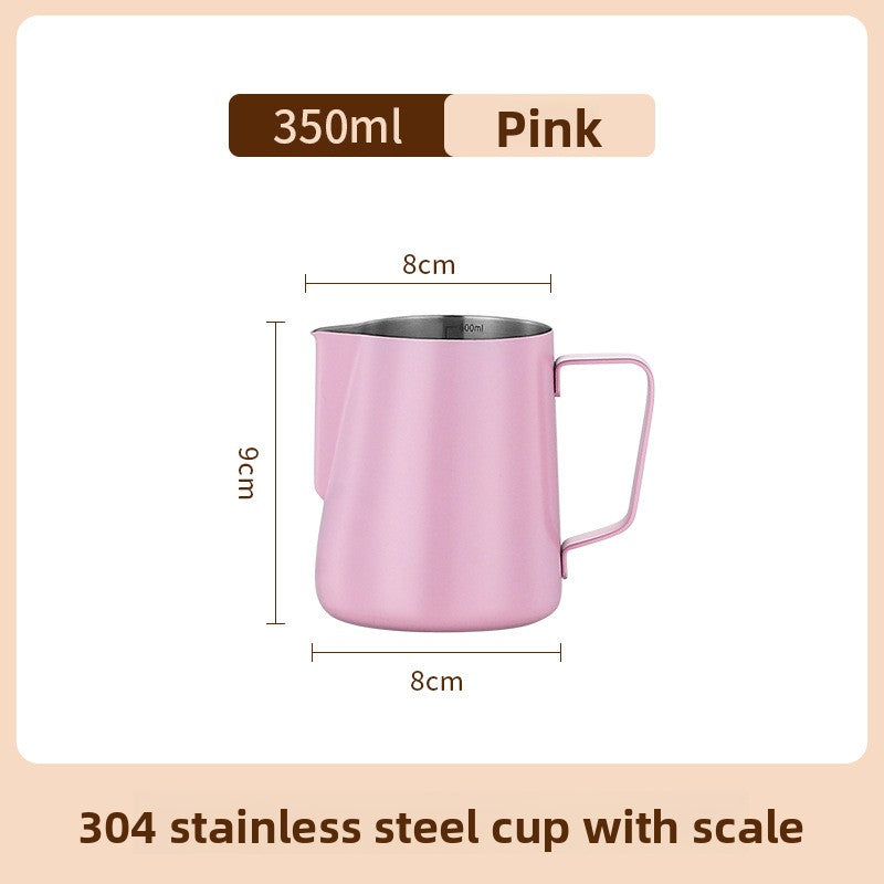 304Stainless Steel Pitcher Thick Frothing Pitcher with Scale White Teflon Hit Milk Frothing Cup Fancy