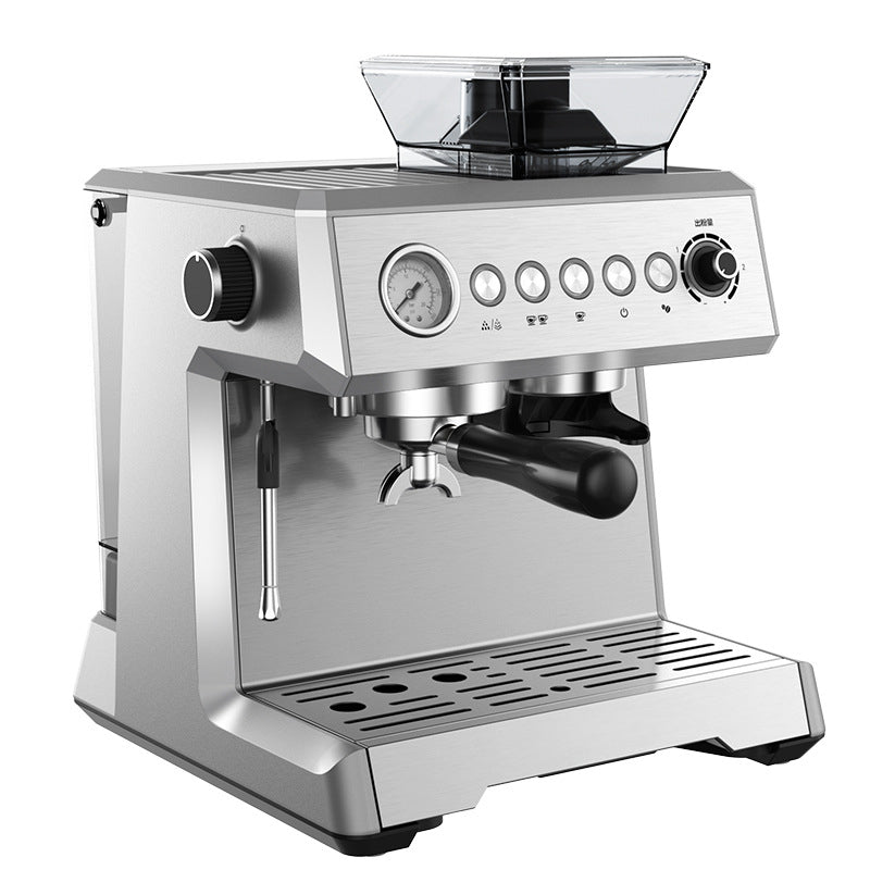 Espresso Coffee Maker with Adjustable Coffee Beans 7 ways to grind | 1 and 2 whisk system | Variable Bar | Lance with steam for whisking milk | Espresso