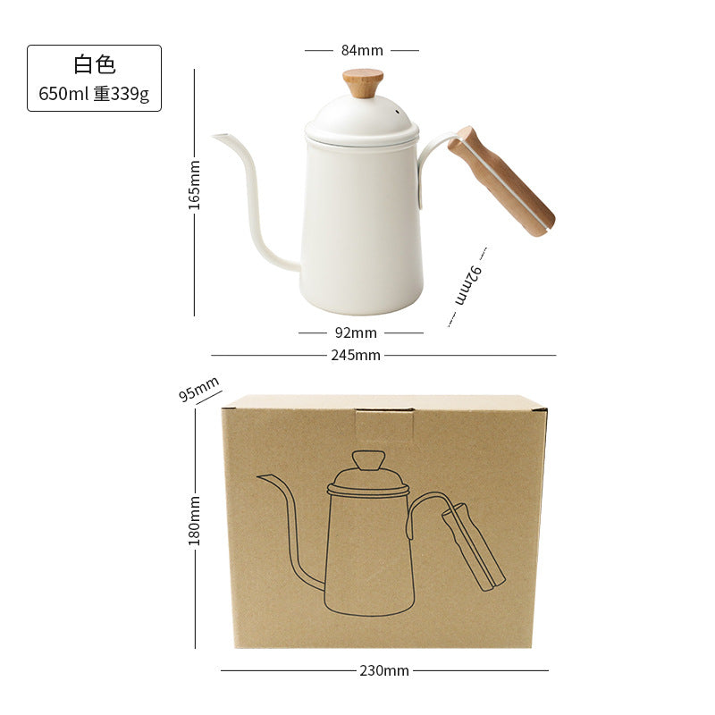 Stainless Steel Coffee Kettle with Wooden Handle Creative Drip Coffee Maker Design Long Narrow Spout for Precise Pouring