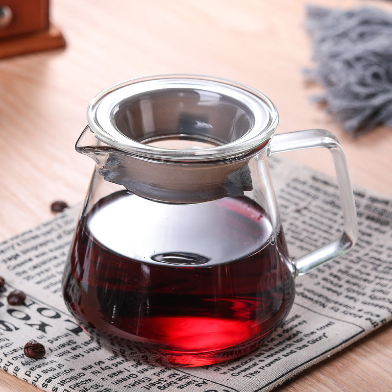 Hand brewed coffee sharing pot, household high borosilicate heat-resistant explosion-proof glass drip filter sharing pot, hand brewed pot