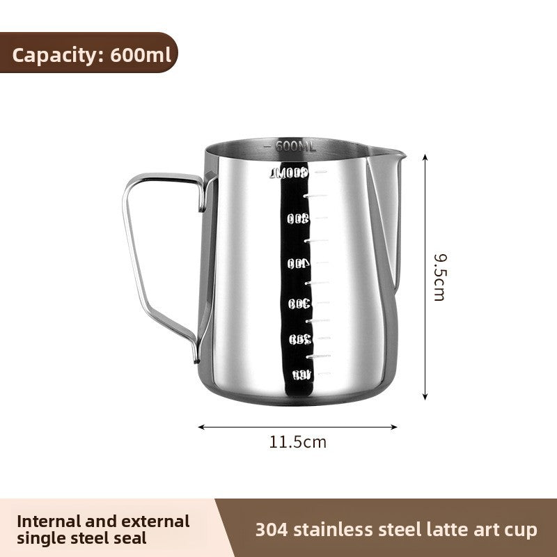 304Stainless Steel Latte Art Cup Latte Art Milk Frothing Cup Pointed Mouth Milk Tea Cup Wax Melting Cup Coffee Latte Art Tool