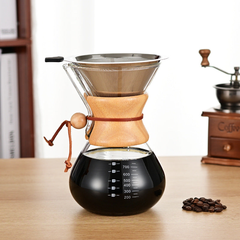 V60 Pour Over Coffee Maker Set｜27oz Multi-Serving Carafe｜Reusable Stainless Steel Filter｜Home Office & Camping Brewing｜Family & Friends Sharing