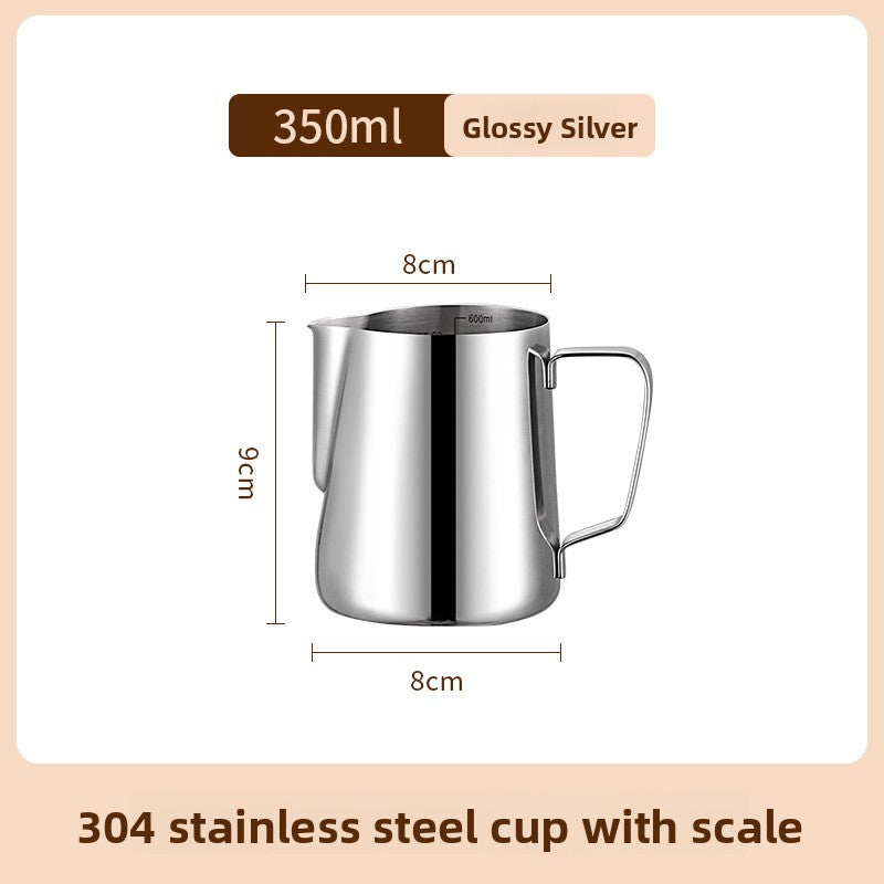 304Stainless Steel Pitcher Thick Frothing Pitcher with Scale White Teflon Hit Milk Frothing Cup Fancy