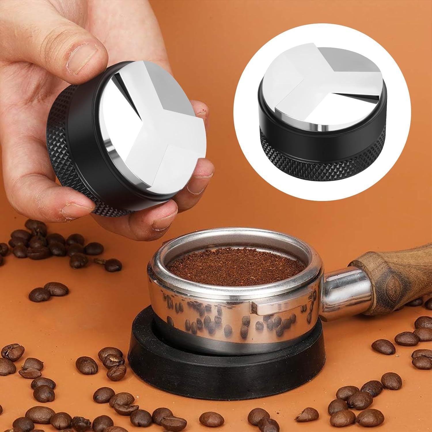 7 PCS Espresso Accessories,Espresso Tamper Tools,WDT Tool Espresso Machine Accessories Kit,Coffee Tamper with Wood Espresso Tamping Station,Distributor,Stirrer,Dosing Funnel,Brush,Puck Screen (58mm)